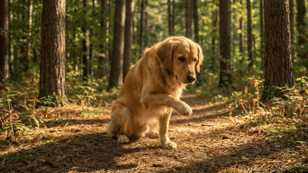 perro herido lame pata 